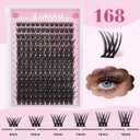 UILULU DIY Lash Extension Kit 168 Count Individual Lash Clusters D Curl Clusters Lashes, Lashes Kit with Lash Bond & Seal, Lash Remover, Lash Tweezers, and Lash Brush D Curl-0.07-8-18MM (U03 Lash Kit)