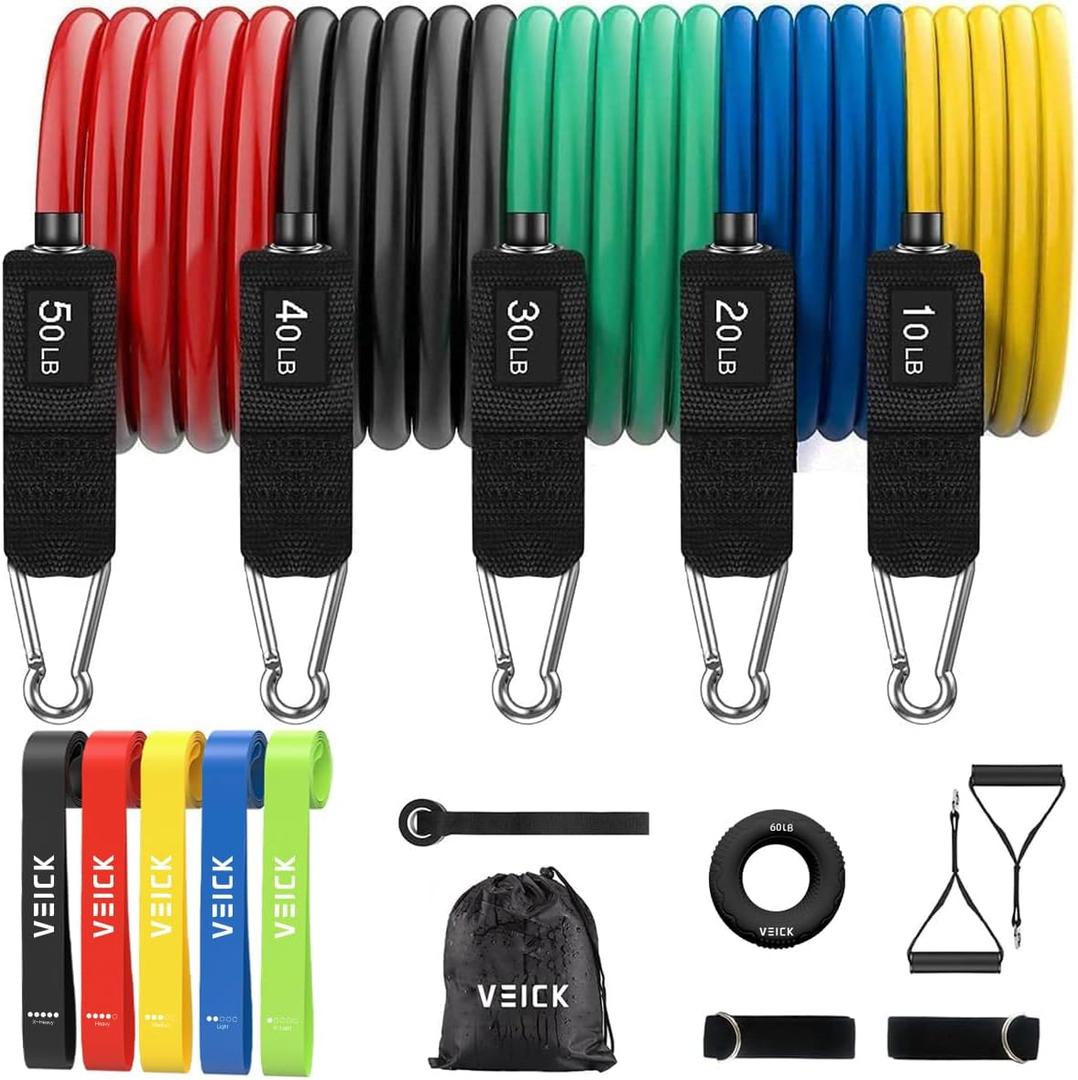 VEICK Resistance Bands, Exercise Bands, Workout Bands, Resistance Bands for Working Out with Handles for Men and Women, Exercising Bands for Fitness Weights Work Out at Home (Colorful)