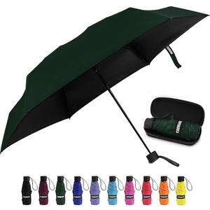 Yoobure Small Mini Umbrella with Case Light Compact Design Perfect for Travel Lightweight Portable Parasol Outdoor Sun&Rain Umbrellas (Dark Green)