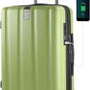 KROSER Hardside Expandable Carry On Luggage with Spinner Wheels & Built-in TSA Lock, Durable Suitcase Rolling Luggage with USB Port, Carry-On 20-Inch, Green
