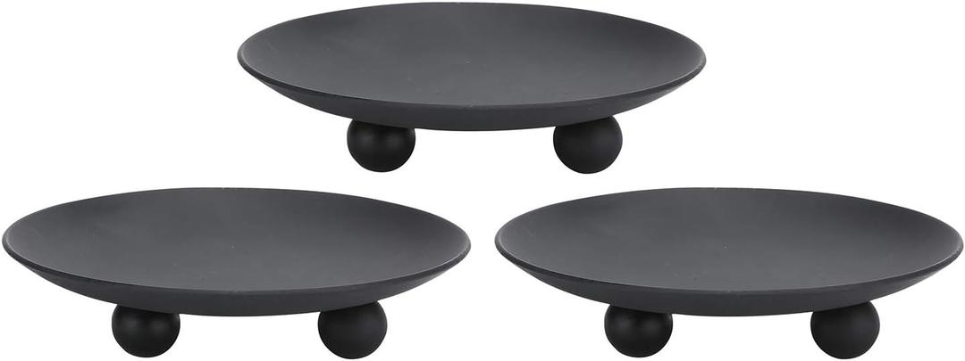 Decorative Iron Plate Candle Holder, Black, Set of 3,Candle Stand for LED & Wax Candles