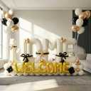 145Pcs Housewarming Party Decorations, 40Inch Beige Welcome Home Balloon Banner, Cream Ivory Black Gold Balloons for New Home Sweet House Warming Homecoming Party