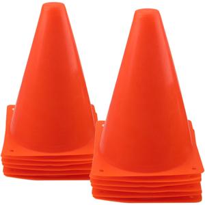 7 Inch Plastic Traffic Cones Sport Training Agility Marker Cone for Soccer, Skating, Football, Basketball, Indoor and Outdoor Games (Orange, 12 Pack)