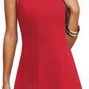 Women's Boat Neck Mini Dress Summer Spring 2026 Fashion Sleeveless A Line Cocktail Party Club Short Dresses (M)