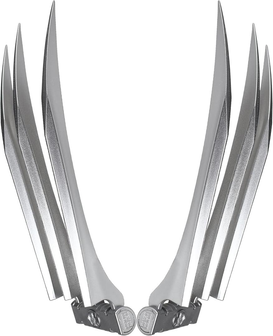 SYNGUCK Wolf Claw Costume Plastic Cosplay Props Halloween Cos for Adults Teenagers, Set of 2, Silver