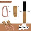 Stroller Hooks 2 Pack, Heavy Duty Leather Clips for Diaper Bags, Adjustable Carabiner Clips for Stroller, Bike, Wheelchair, Universal Stroller Accessories (White Hanging Strap with Gold Hook)