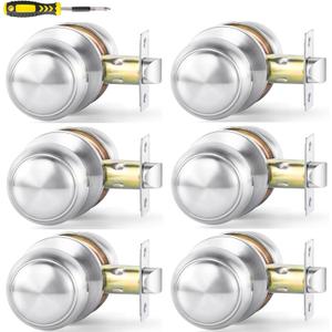 Lanwandeng 6 Pack Interior Door Knob for Hallway, Satin Nickel Door Knobs Closet Door Knob, Passage Door Handles with Round Ball Knob