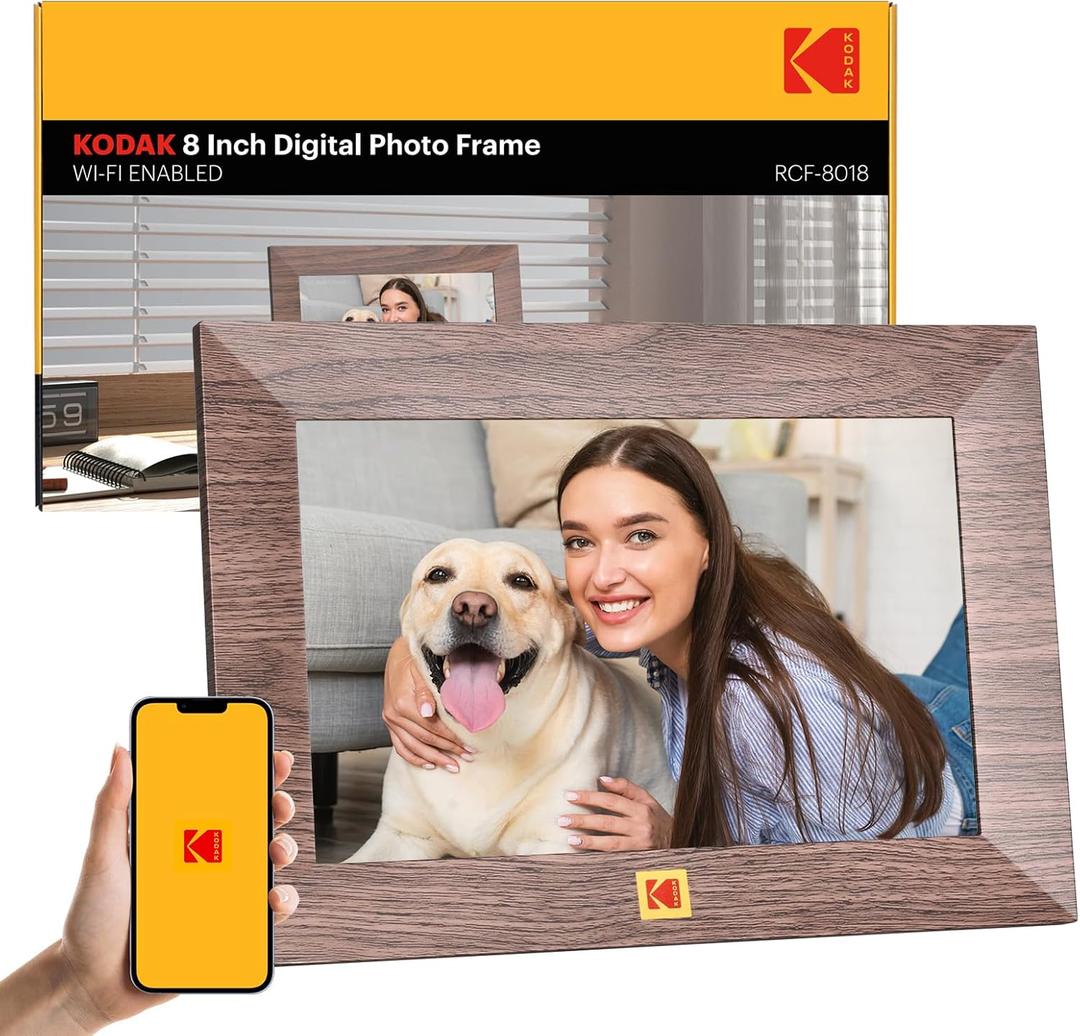 KODAK 8Inch WiFi Digital Picture Frame, 1280x 800 IPS HD Touchscreen Digital Photo Frame with 32GB Storage, Easy Setup to Share Photos or Videos Instantly from Anywhere(Khaki-WiFi)