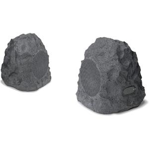 iLive Electronics Outdoor Rock Speaker Pair - Wireless Waterproof Bluetooth Speakers for Patio, Garden, Built for All Seasons with Rechargeable Battery (ISBW422G), Gray