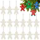 Garneck 20Pcs Unfinished Wooden Gingerbread Man Ornaments for Christmas Tree Decoration Christmas Wooden Cutouts Gingerbread Man for DIY Crafts Present Tags Xmas Party Decor