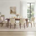 KISLOT Upholstered Dining Chairs Set of 6, Modern Velvet Kitchen Chairs with Solid Wood Legs, High Back Wooden Dining Room Chairs with Dark Walnut Color Legs for Farmhouse Kitchen Dining Room, Linen