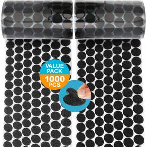 1000 Pcs (500 Pairs) Self Adhesive Dots, Strong Adhesive 0.39" Diameter Waterproof Sticky Back Nylon Dots, Hook Dot Loop Dot for School, Office, Home, Mounting Arts & Crafts