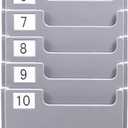 NADAMOO 10-Slot Time Card Holder, Wall-Mounted, Retractable and Expandable Plastic Punch Card Rack, Compatible with Time Clock and Attendance Recorder for Office Business, Grey.