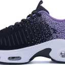 Women Sneakers Slip On Walking Tennis 7.5, Black Purple