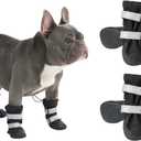 Spark Paws Water-Resistant Dog Boots for Medium Large Dogs, Anti-Slip Dog Shoe Booties Paw Protector for Rain Snow Hiking Reflective Straps 4PCS - Black, A (A: 1.6"W | 13-23lbs)