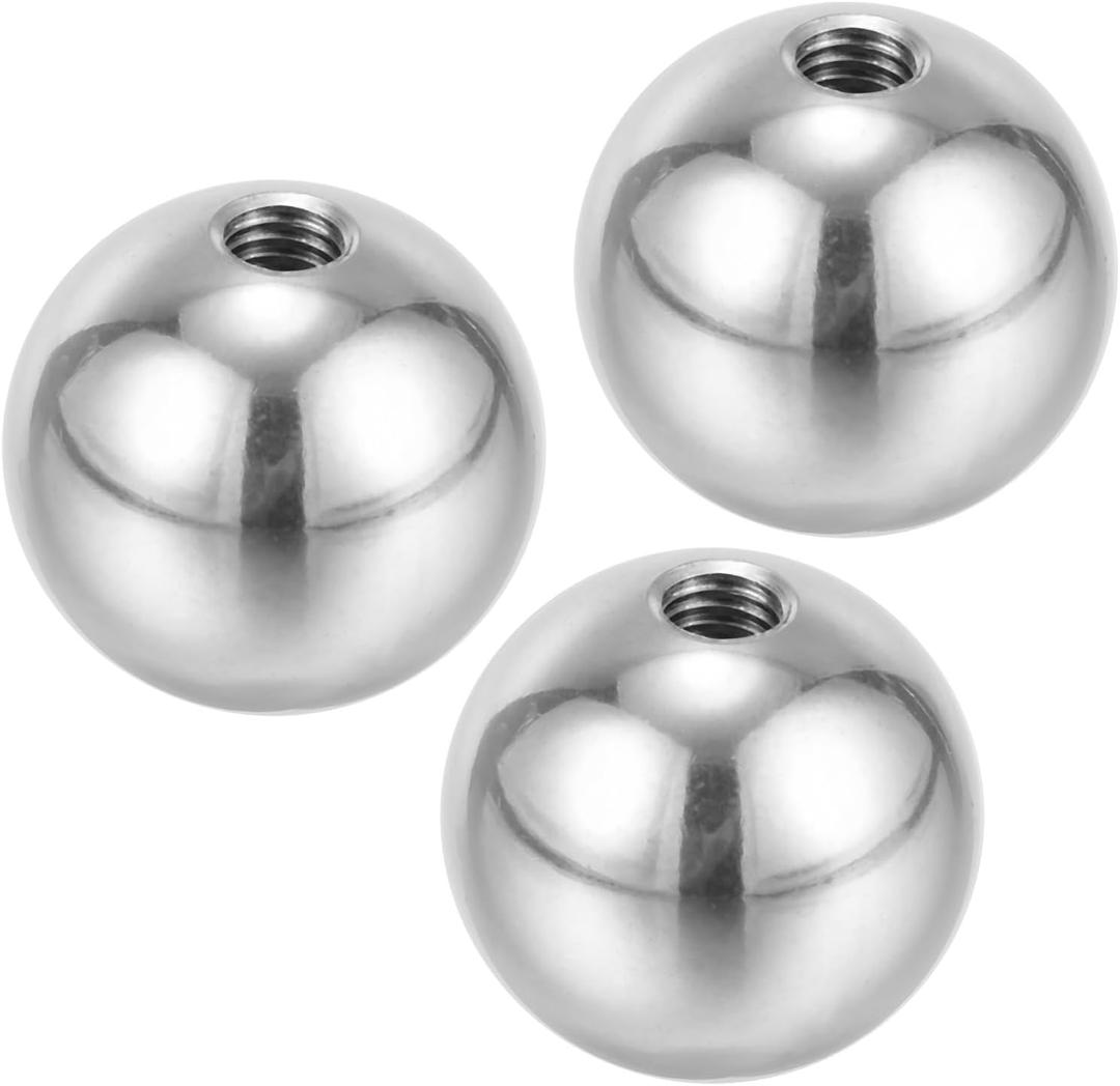 PATIKIL M6x25mm Ball Nuts Knob, 3 Pack Female Thread 304 Stainless Steel Round Blind Hole Screw Cap Cover for Lighting Machinery DIY Decoration, Silver