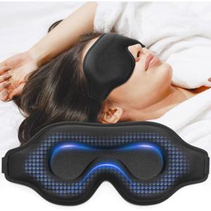 Weighted Eye Mask for Sleeping, 3D Contoured Sleep Mask Blackout with Adjustable Strap, Lash Extensions Sleeping Mask for Travel, Eye Cover Blindfold for Men Women (Black, 4.6oz)