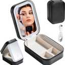 BS-MALL Travel Cosmetic Mirror Case LED Makeup Mirror Storage Case for Brushes Cosmetic Tools On-the-go Makeup Needs (Black)