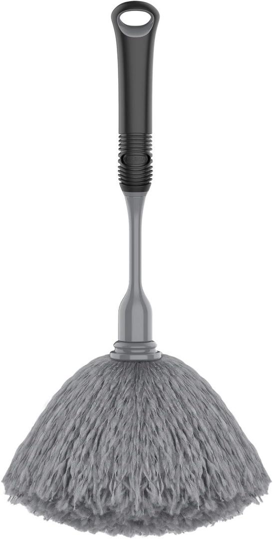 MR.SIGA Microfiber Delicate Duster, Comfortable Non Slip Handle, Detachable Washable Duster Head, Gray & Black (13.5 Inch (Pack of 1))