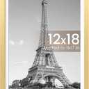 upsimples 12x18 Picture Frame, Display Pictures 11x17 with Mat or 12 x 18 Without, Wall Hanging Poster Frames, Gold, 1 Pack