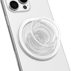 6 x Svanove Magnetic Phone Grip Compatible with Magsafe, Mag Safe Translucent Clear Grip Collapsible Kickstand for iPhone Samsung Pixel, Cute Transparent Silicone Removable Phone Stand Holder, Clear