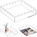Acrylic Scalloped Tray with Magnetic Mat,  Clear Rectangular, and Includes Anti-Slip Pads(8 * 8 * 2")