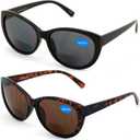 V.W.E. 2 Pairs Women Bifocal Reading Sunglasses Reader Glasses Cateye Vintage Jackie Oval (1 Black 1 Tortoise)