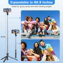 Selfie Stick Tripod with Fill Light, Phone Selfie Stick,Durable Stainless Steel Design,Bluetooth Remote Control,and Stable Three-Legged Support for Live Broadcasts,Video Shooting (Black)