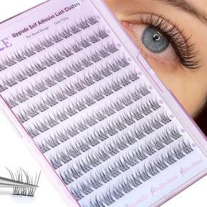 ALICE Self Adhesive Eyelashes Natural Self Adhesive Lash Clusters No Glue Needed Wispy Reusable Press on Lashes Pre-Glue 10-12mm 120pcs DIY Eyelash Extensions(2 PCs)