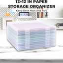 Scrapbook Paper Box Set 6 Pack, 12x12 Scrapbook Organizer with U-Shaped Lock, Stackable Clear Plastic Craft File Organizer for Cardstock and Scrapbooking Supplies
