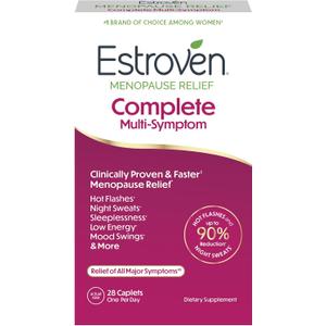 Estroven Complete Multi-Symptom Menopause Supplement for Women, 28 Ct., Clinically Proven Ingredient Provide Menopause Relief & Night Sweats & Hot Flash Relief* Drug-Free & Non-GMO
