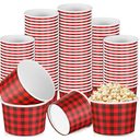 Yungyan 150 Pcs 9 oz Christmas Snack Bowls Cups Disposable Soup Paper Popcorn Bowl Christmas Party Supplies Yogurt Dessert Food Containers Ice Cream for Sundae Hot Cold Food(Plaid)