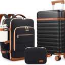 UKEIN Luggage Sets 3 Piece, Carry On Luggage 20In With Spinner Wheels,PC Hardside Suitcase Set with TSA Lock,Durable Carry On Suitcase With Travel Backpack for Men (Beige, 3 piece set (20inch))