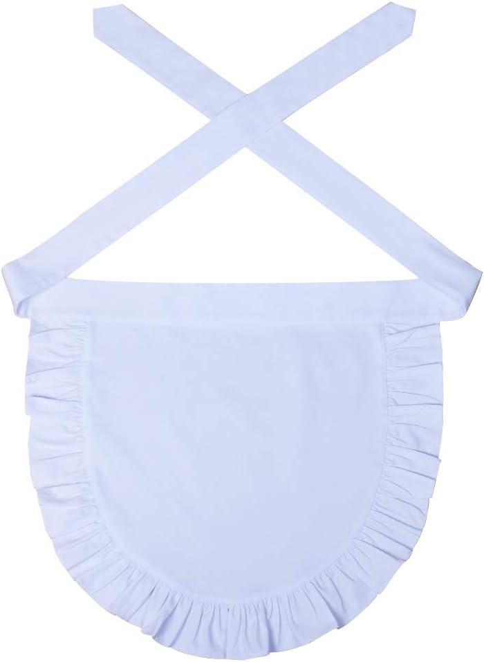 Love Potato 100% Cotton White Half Apron, Classic Halloween Party Cosplay Costumes Dress Accessory (White)