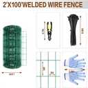 Tongmo 2 ft x 100 ft Green PVC Coated Welded Wire Fence, 16GA Garden Chicken Wire Fence Roll, Mesh Size 2" x 4" Hardware Cloth, Ideal for Yard Protection and Poultry Netting