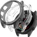 (2 Pack) Miimall Compatible with Forerunner 165 Music/Forerunner 165 Case, Soft TPU Ultra-Slim Shock-Proof All-Around Cover Protective Bumper Shell for Forerunner 165 Translucent Black