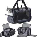 Cat Carrier Pet Travel Carrier by Airplane Approved Under seat, TSA Airline Approved Soft-Sided Dogs Carrier Bag for cat,Dogs,17.5 x 8.5 x 11 inches,Grey