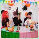 Ganeen 6 Pcs Witch Party Pink Green Tablecloths Disposable 84 Inch Plastic Round Table Cover Witch Princess Party Waterproof Table Cloths for Halloween Bachelorette Baby Shower Birthday Decorations