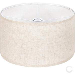 OUTON Beige Large Drum Lamp Shades for Floor Lamps, 16" Top x16" Bottom x 9" High, Easy to Assemble, Replacement Linen Lampshades for Table Lamps & Bedside Lamps (1.65" Spider)