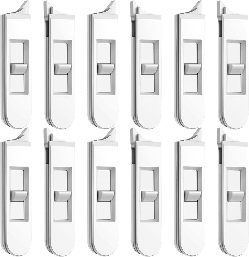 12 Pieces Window Latch Replacement Snap in Window Locks Vinyl Spring Loaded Parts and Hardware White Plastic Sliding Latch for Home Accessories