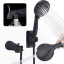 All Metal Bathtub Faucet with Stainless Steel Sprayer & Hose, 10 Settings Matte Black, Tub Spout with Diverter