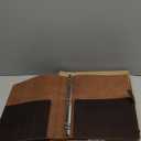 Fan&Ran Leather 3 Ring Binder, 1" Round Rings for 8.5"x11" Paper and Sheet Protectors, Interior Pockets & Snap Closure, Letter Size, Vintage Brown