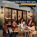 19" Exterior Lighting Fixtures, 2-Light Extra Large Dusk to Dawn Outdoor Lights, Waterproof Anti-Rust Aluminum Wall Lamp, Outside Lighting for House, Outdoor Front Door Decor for Porch, Garage, 1 Pack