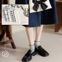 CHUNFO Womens Socks Ruffle Ankle Striped Bows Argyl Plaid Dots White Cotton Sock Crew Size5-9 Size6-11