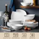MALACASA Dinnerware Sets, 24-Piece Porcelain Square Dishes, Grey White Ceramic Dish Set for 6, Chip and Scratch Resistant Plates and Bowls Sets, Series ELISA