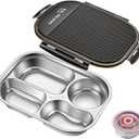Stainless steel bento box,4 Compartments 31oz, bento lunch box for adults with soup bowl