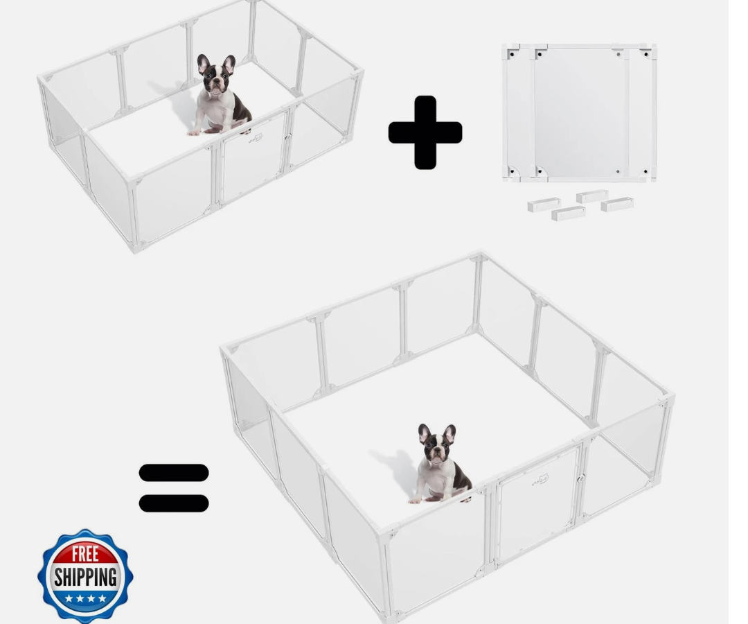 VPNQwQ Dog Playpen - Extension Kit, 2 Panels 30.3" H, 4 I-Shape Connectors (30.3" H, 2PCS) VPNQwQ Dog Playpen - Extension Kit, 2 Panels 30.3" H, 4 I-Shape Connectors (30.3" H, 2PCS)