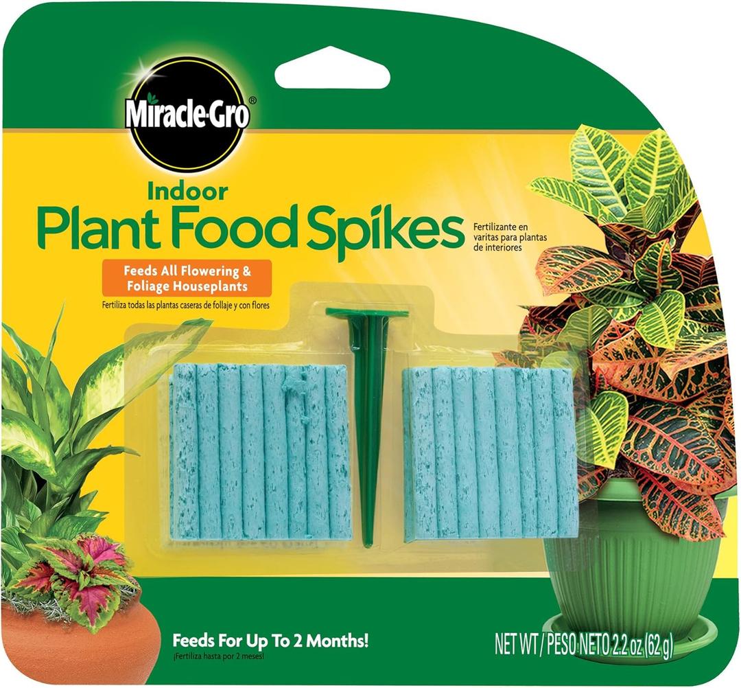 Miracle-Gro Indoor Plant Food Spikes, Includes 48 Spikes - Continuous Feeding for all Flowering and Foliage Houseplants - NPK 6-12-6, Pack of 1