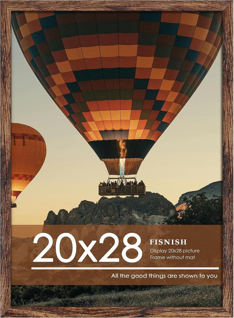 20x28 Picture Frame, Classic Brown 20 x 28 Poster Frame for Horizontal or Vertical Wall Mounting, 1 Pack