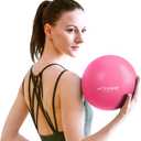 Trideer Pilates Ball 9 Inch, Small Exercise Ball with Exercise Guide for Yoga, Core Training, Physical Therapy, Balance, Stability, Stretching (Rose Pink)